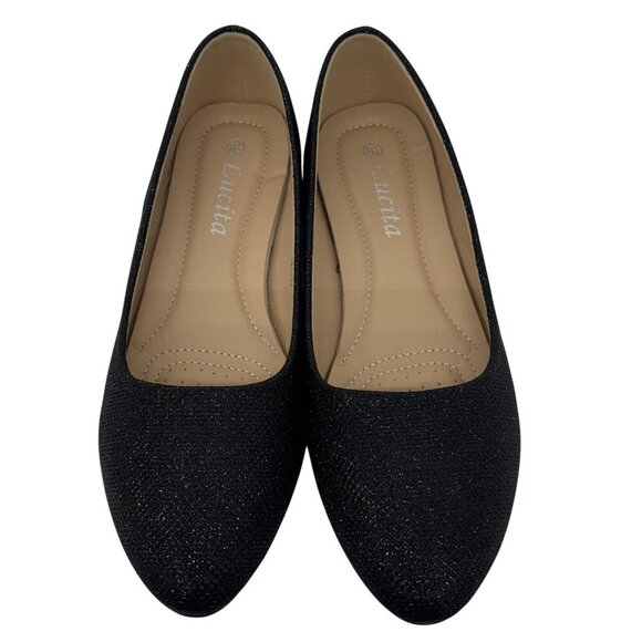 LUCITA / Friendly / Black / Glitter / Slip-On / Ballet / Flats / Pointed Toe - Picture 4 of 9